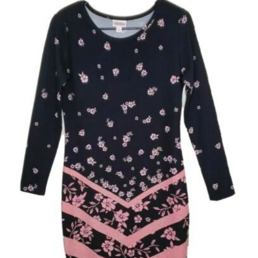 LuLaRoe Dress NWT Small Womens Black Pink Bodycon Stretch